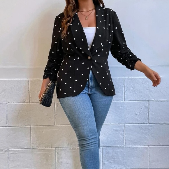 SHEIN Jackets & Blazers - Black and white polka dot blazer